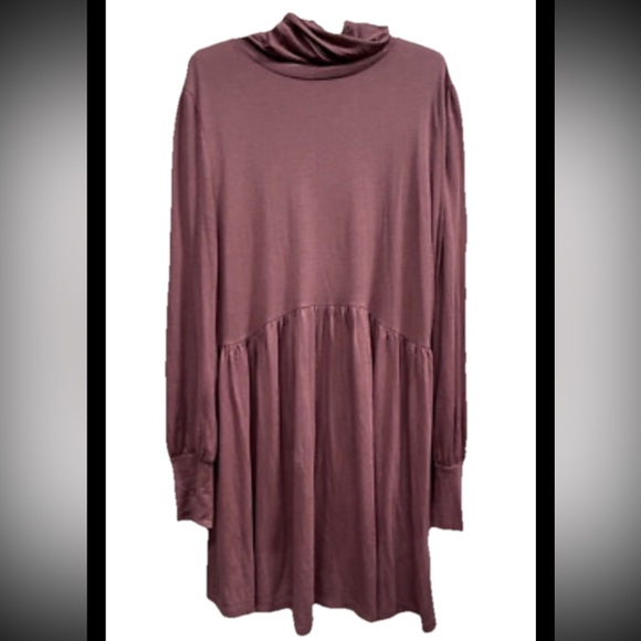 Peruvian Connection BROWN Nicole TURTLE NECK DRESS long Sleeves Flowy Women’s S - Picture 2 of 16